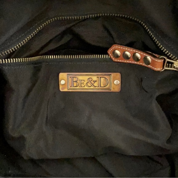 Be&D Lambskin Handbag Purse Soft Brown Satchel w/Gold Studs Excellent Condition - Picture 9 of 10